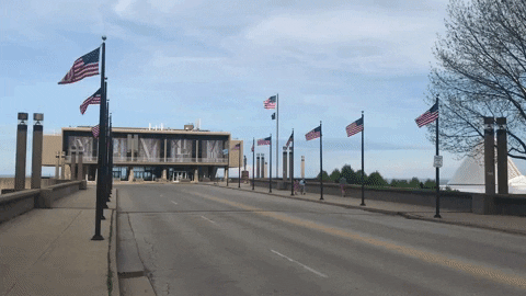 Presidents Day Street With Flags GIF