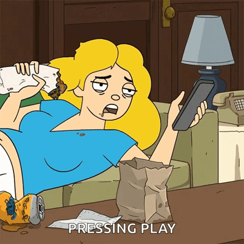 Pressing Play Lazy Saturday GIF