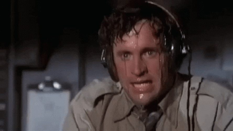 Pressured Airplane Pilot Ted Strike Sweating GIF