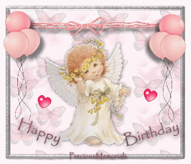 Pretty Angel Full Of Hearts Happy Heavenly Birthday GIF