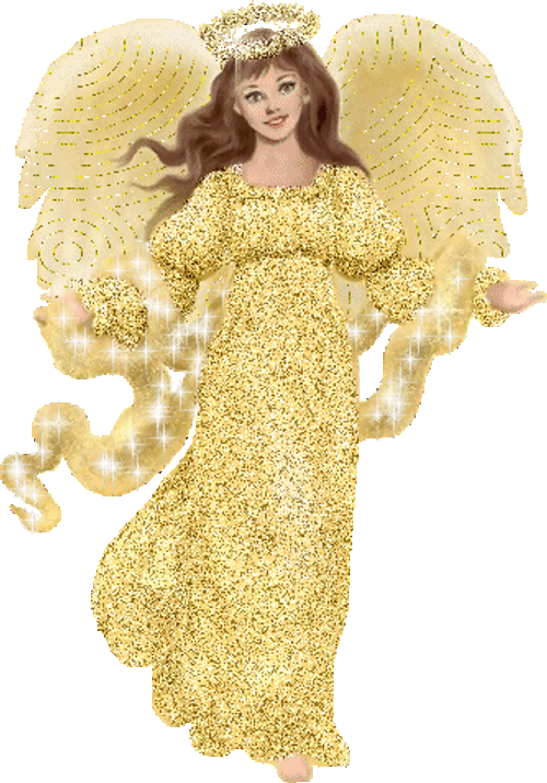 Pretty Angel With Gold Glitter GIF