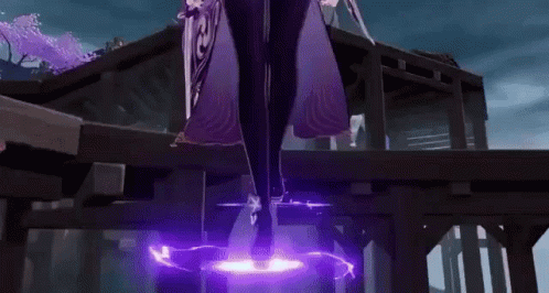 Pretty Anime Raiden Shogun Slow Motion Walk GIF