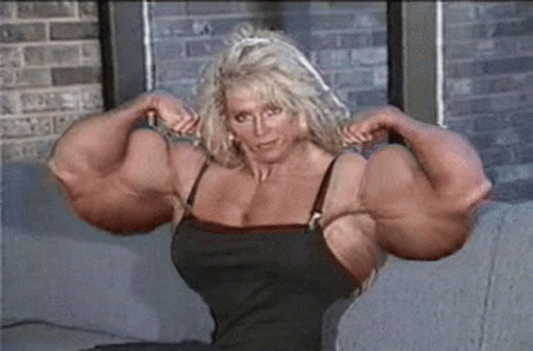 Pretty Lady With Big And Strong Arms  GIF