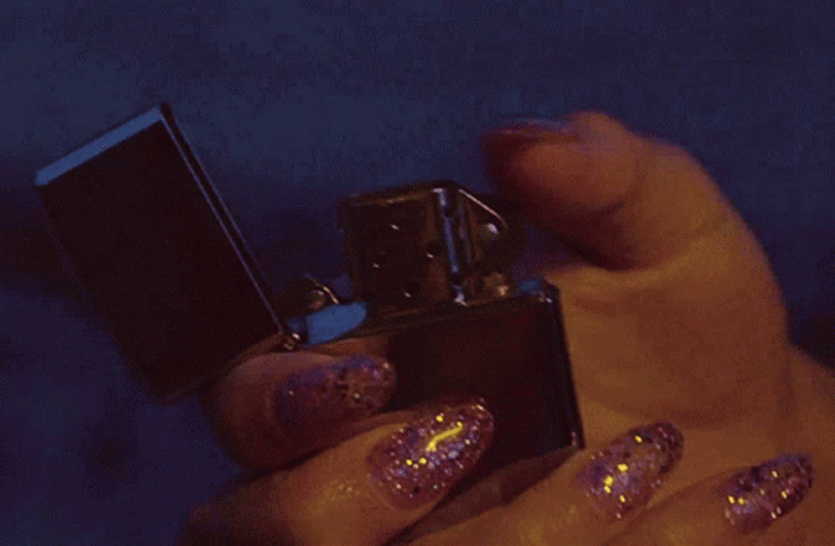 Pretty Nails And Lighter GIF