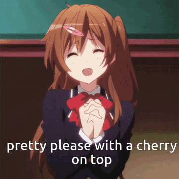 Pretty Please With A Cherry On Top Is Written Next To A Picture Of A Girl GIF