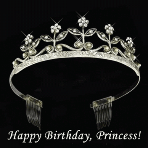 Pretty Princess Silver Crown Happy Birthday Queen GIF