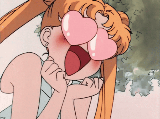 Pretty Sailormoon Big Pink Animated Hearts GIF