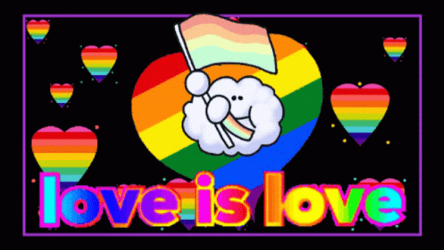 Pride Love Is Love Cloud Cartoon GIF