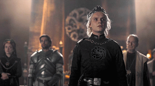 Prince Aegon Raising Sword Rallying Crowd GIF