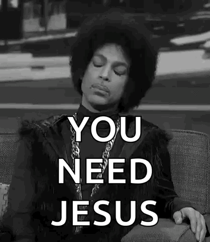 Prince Sitting on Couch Saying You Need Jesus