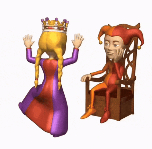Princess and Jester Sitting on a Chair