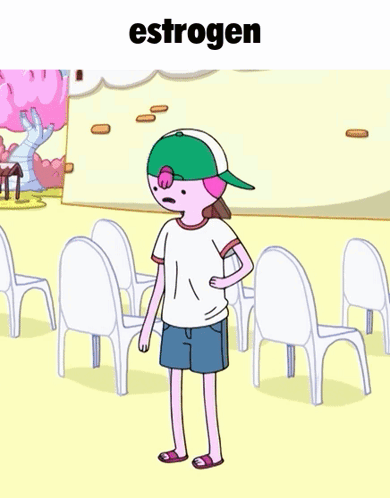 Princess Bubblegum From Adventure Time Stands In Front Of A Row Of White Chairs GIF