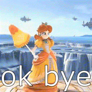 Princess Daisy Holding Umbrella at Waterfall