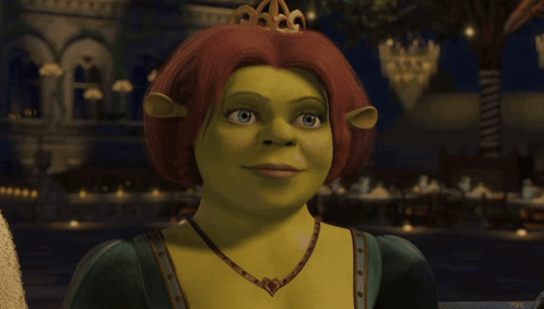 Princess Fiona Wearing Green Dress And Necklace GIF