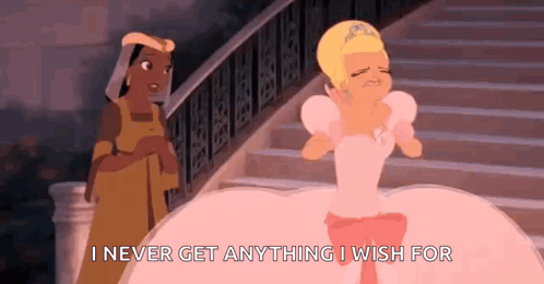 Princess In Pink Dress Next To Woman In Yellow Dress GIF