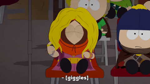 Princess Kenny Giggling With Blonde Hair GIF