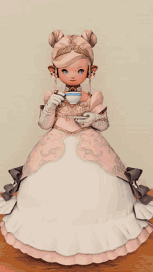 Princess Lalafell Drinking Tea Final Fantasy Xiv GIF