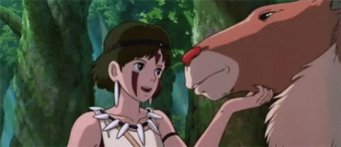 Princess Mononoke Petting Yakul GIF