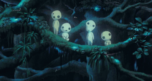 Kodama Watching Princess Mononoke GIF