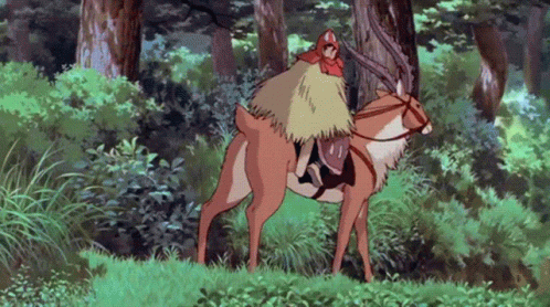 Ashitaka Running With Yakul Princess Mononoke GIF