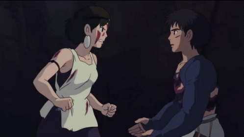 Angry Princess Mononoke Hurting Ashitaka GIF