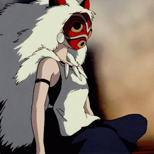 Princess Mononoke Standing Wearing Mask GIF