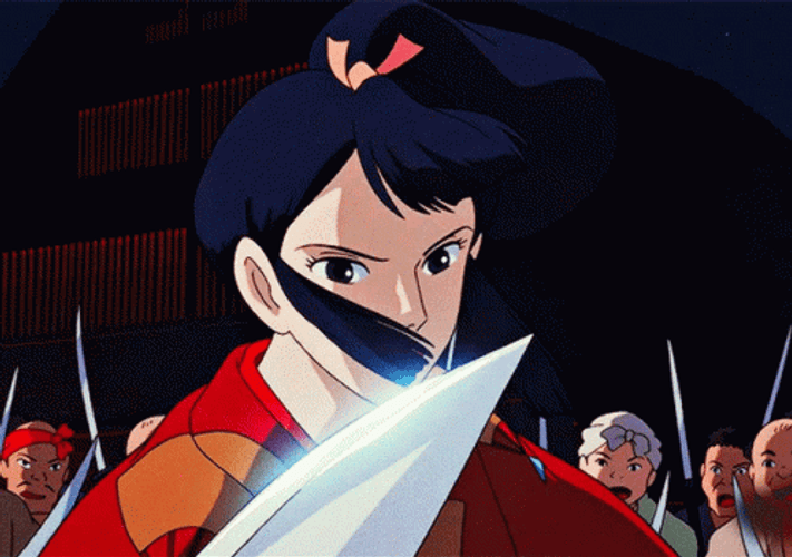 Princess Mononoke Lady Eboshi Fight Scene  GIF