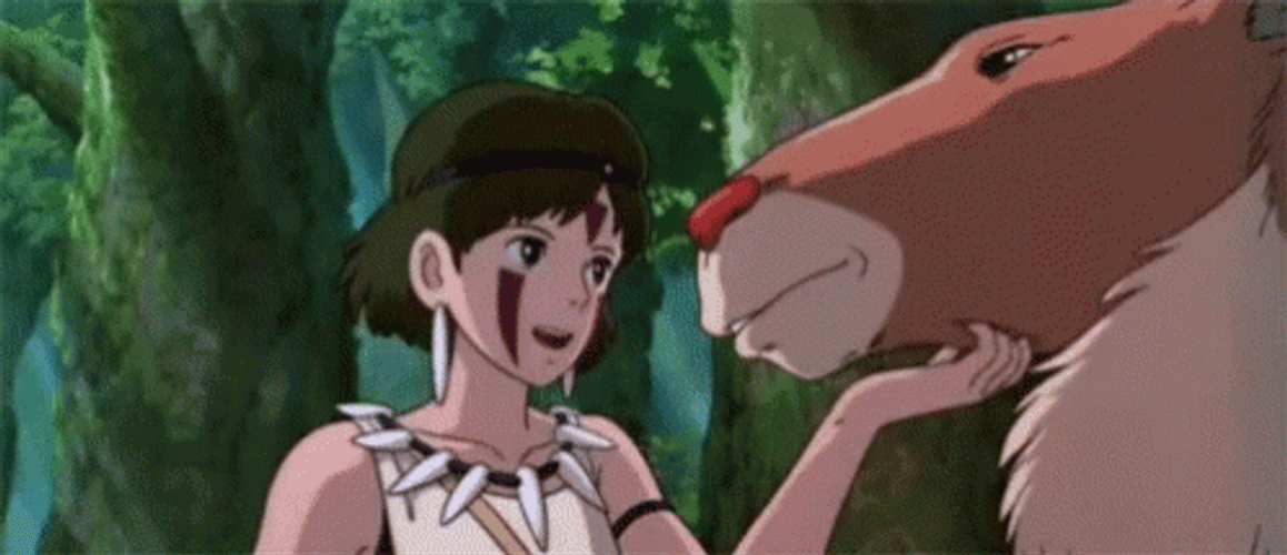 Princess Mononoke Petting Yakul GIF