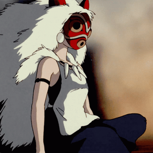 Princess Mononoke Standing Wearing Mask GIF