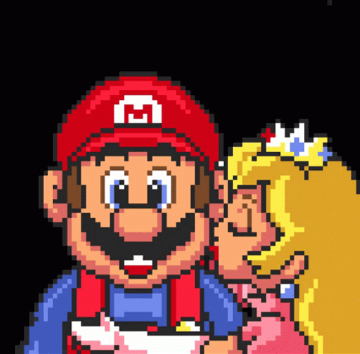 Princess Peach Kisses Mario GIF