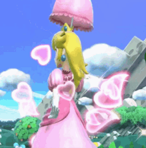 Princess Peach Spin Hearts Super Mario Game GIF
