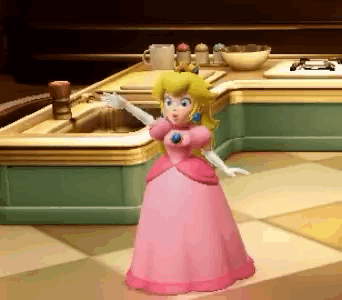 Princess Peach Standing In Kitchen GIF