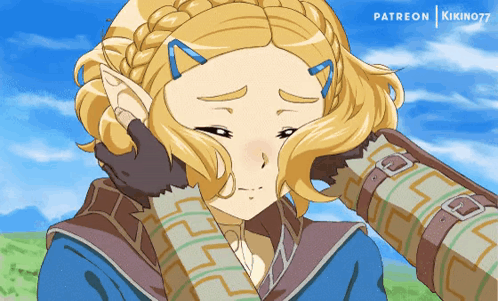 Princess Zelda Squeezing Hair GIF