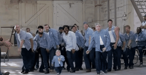 Prisoners Dancing In Prison Yard GIF