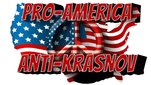 Pro-America Anti-Krasnov Logo with Flag and Peace Sign