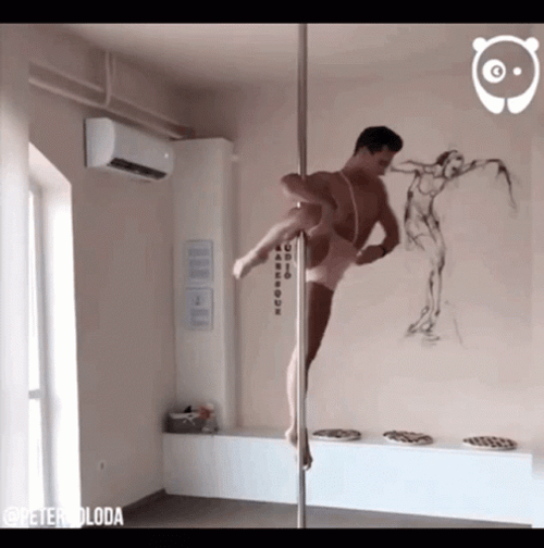 Professional Pole Dancing Man GIF