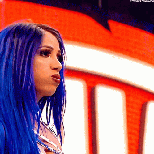 Professional Wrestler Sasha Banks Nervous Oof Reaction GIF