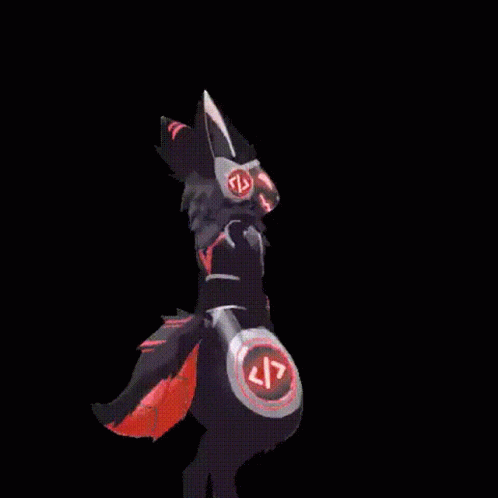 Red Protogen Holding Reverse Uno Card GIF