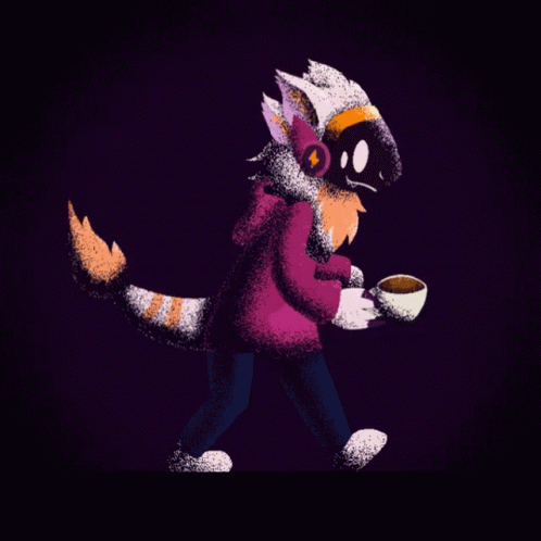 Protogen Holding A Cup Of Coffee GIF
