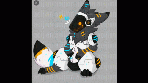 Protogen With Sparkles And Butterflies GIF