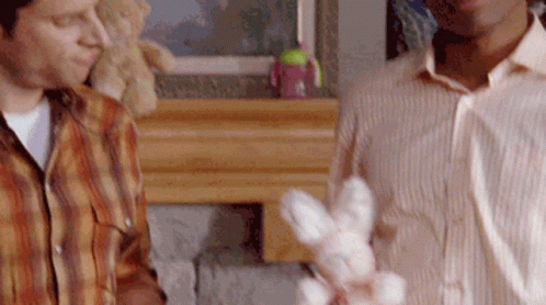 Psych Shawn Fist Bump With Bunny Teddy Bear GIF