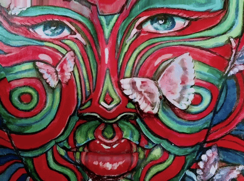 Psychedelic Face Butterfly Fine Art GIF
