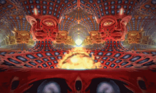 Psychedelic Man Face With Glowing Light