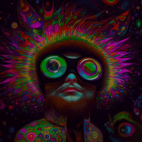 Psychedelic Painting Man With Mask GIF