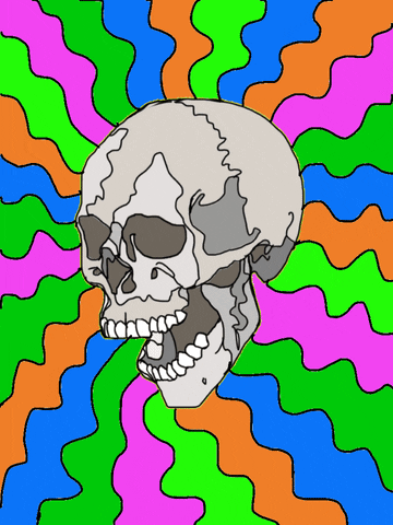 Psychedelic Screaming Skull GIF