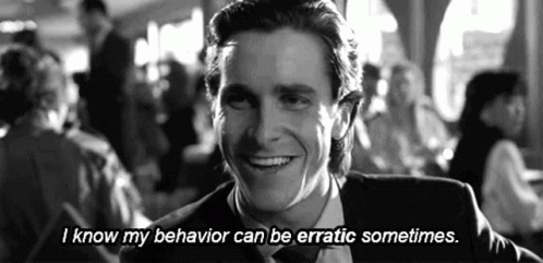 Psycho Christian Bale Erratic Behavior GIF