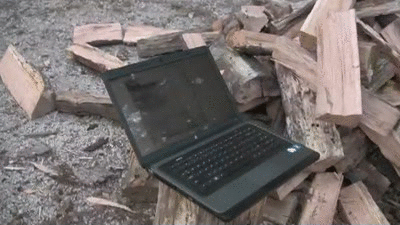 Psycho Guy Destroy Laptop GIF
