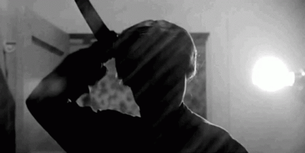 Psycho Man Creepy Knife Attack GIF
