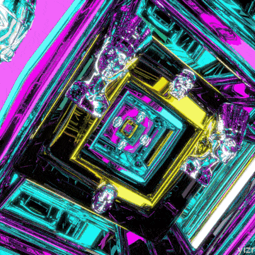 Psychotropic Revolving Multicolored Tesseract GIF