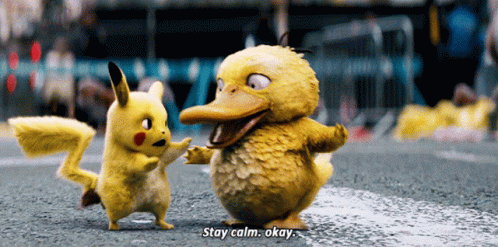 Psyduck Walking Closer To Detective Pikachu GIF